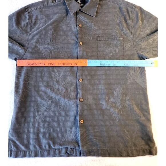 100% Silk Jacquard floral Hawaiian Button Up Shirt Pigment Dyed Black Sz Lrg - Picture 4 of 10